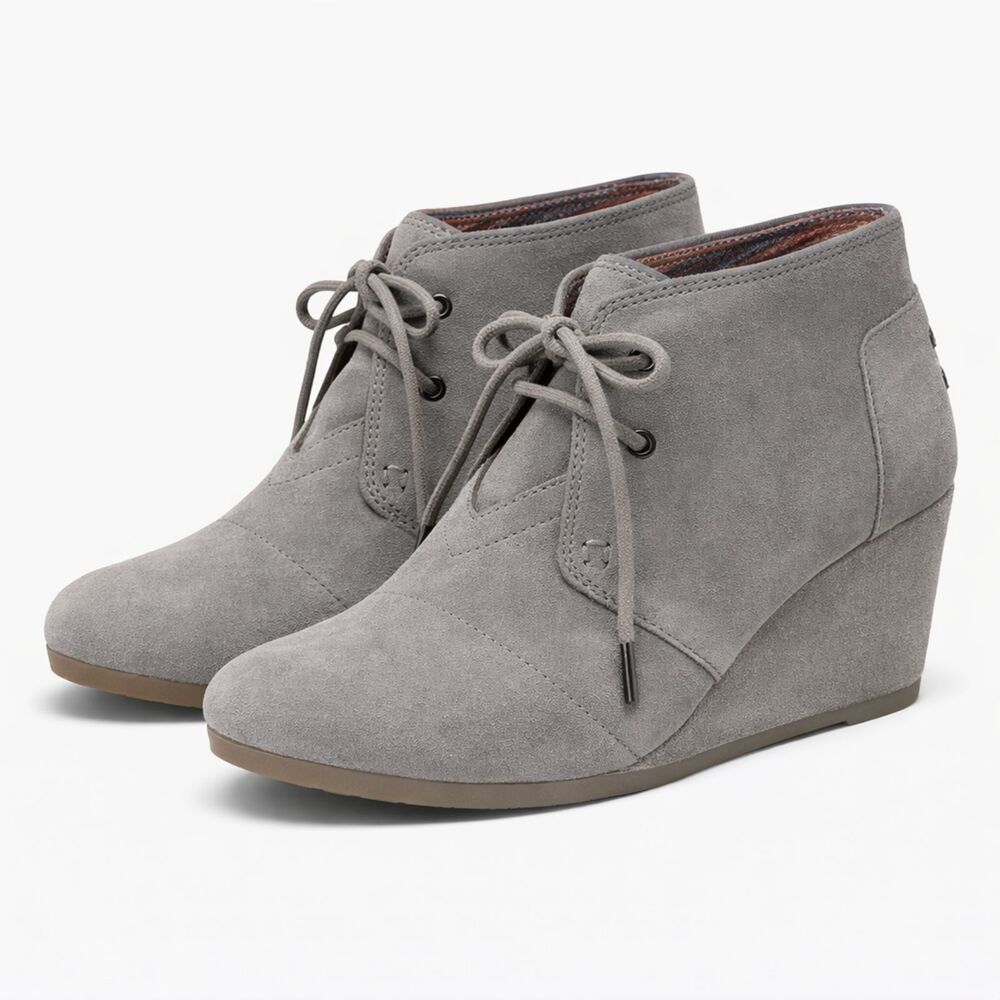 TOMS TAUPE SUEDE DESERT WEDGE ANKLE EVERYDAY CASUAL CLASSIC BOOTIES SZ. 7.5